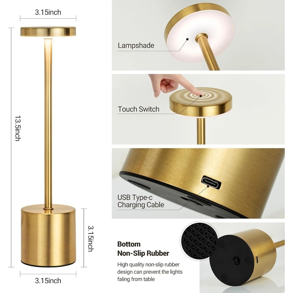 Creative Ambient Metal Table Lamp Elegant Cordless Atmosphere Light 3