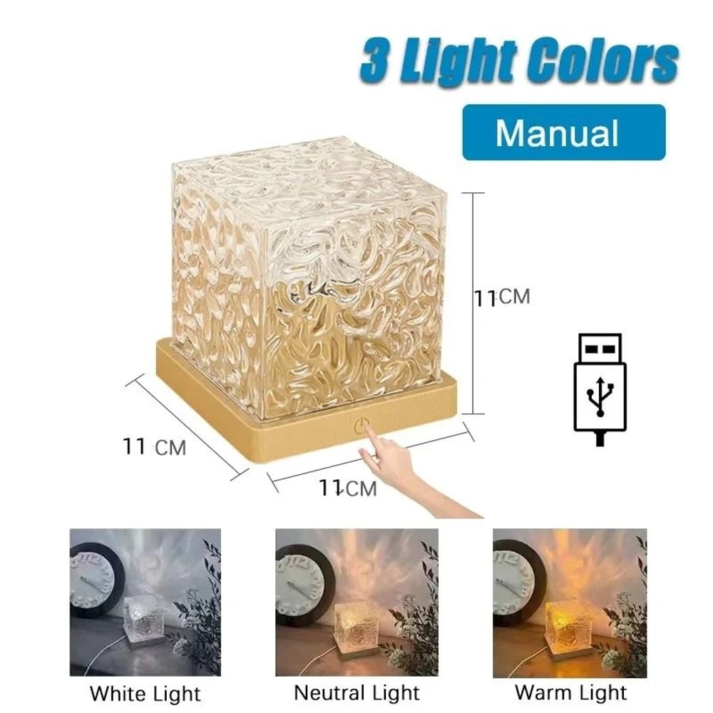 Dynamic Rotating Water Ripple Projector Flame Crystal Atmosphere Lamp 7