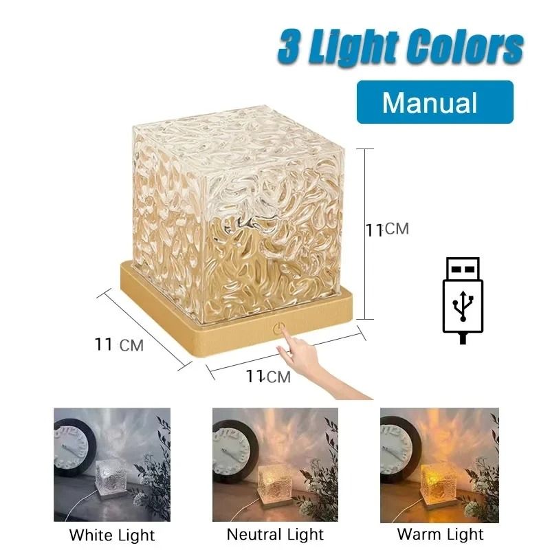 Dynamic Rotating Water Ripple Projector Flame Crystal Atmosphere Lamp 7