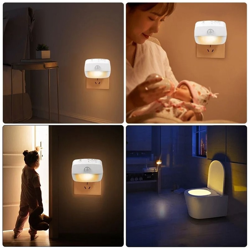 PlugIn Motion Sensor LED Night Light Smart Wall Induction Lamp 3