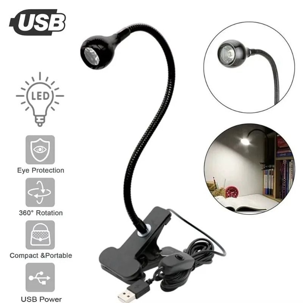 Flexible USB ClipOn Reading Lamp Versatile Study Bedside Light 3