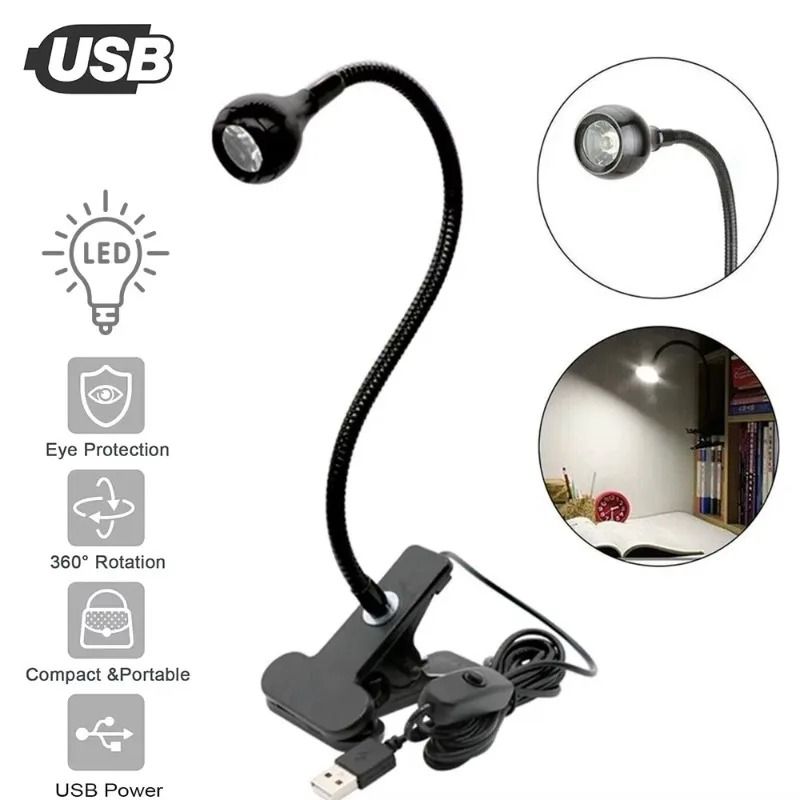 Flexible USB ClipOn Reading Lamp Versatile Study Bedside Light 3