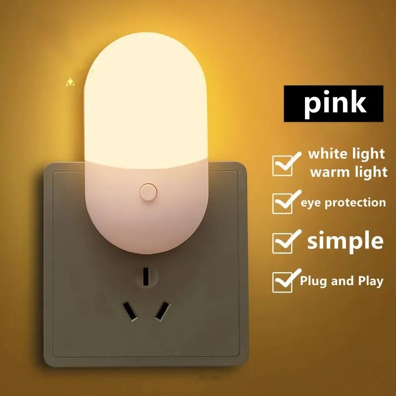 Cute LED Night Light Compact PlugIn Bedside Lamp 6