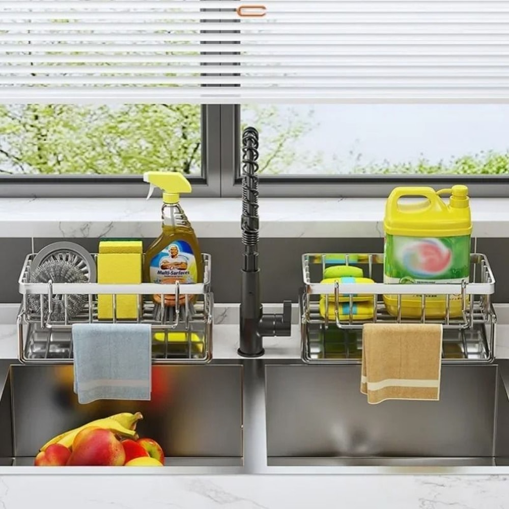HeavyDuty Carbon Steel Kitchen Sink Organizer Sponge Rack 3