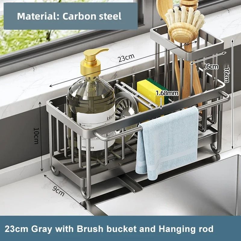 HeavyDuty Carbon Steel Kitchen Sink Organizer Sponge Rack 9
