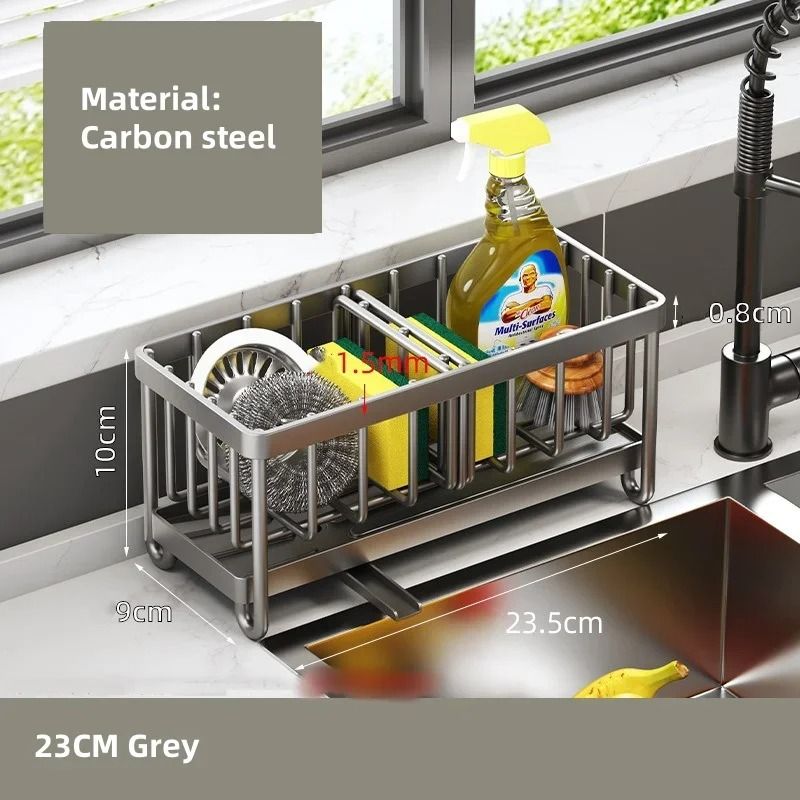 HeavyDuty Carbon Steel Kitchen Sink Organizer Sponge Rack 11