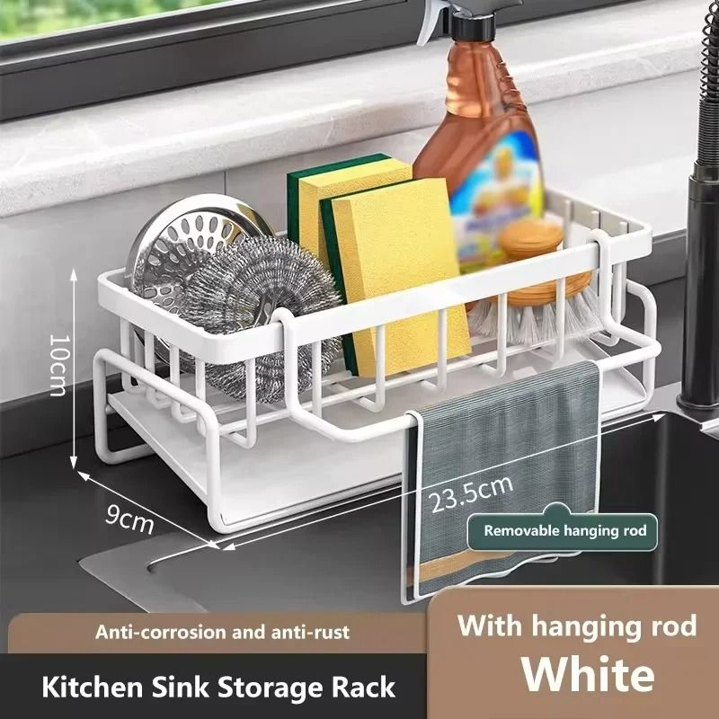 HeavyDuty Carbon Steel Kitchen Sink Organizer Sponge Rack 13