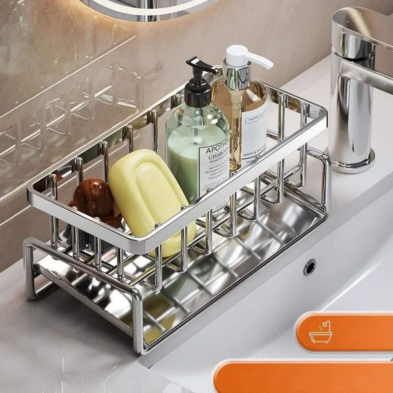 HeavyDuty Carbon Steel Kitchen Sink Organizer Sponge Rack 6