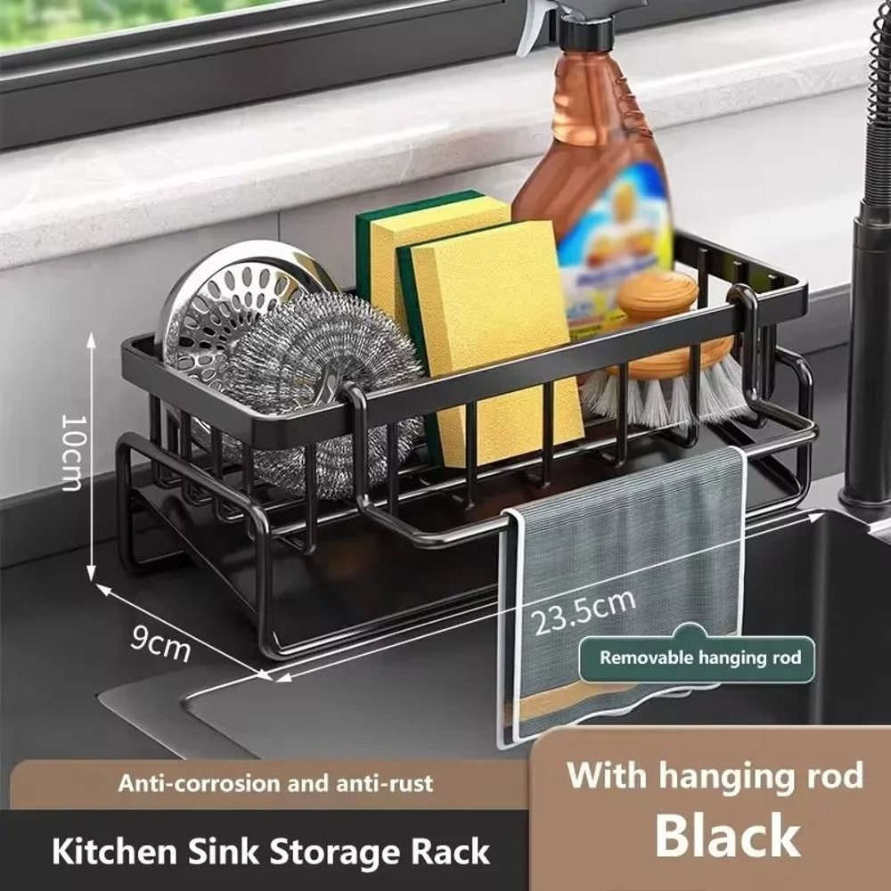 HeavyDuty Carbon Steel Kitchen Sink Organizer Sponge Rack 7