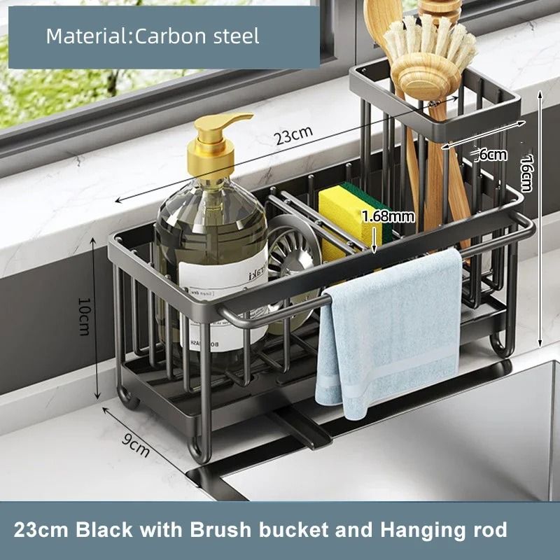 HeavyDuty Carbon Steel Kitchen Sink Organizer Sponge Rack 8