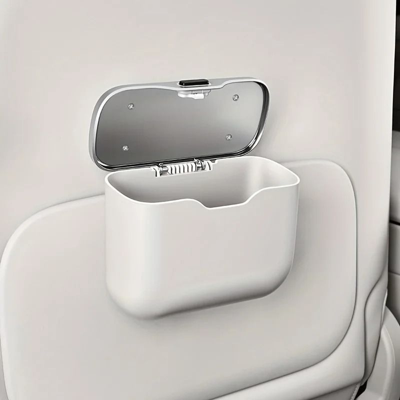 Multifunctional Car Trash Can With Lid Button 4