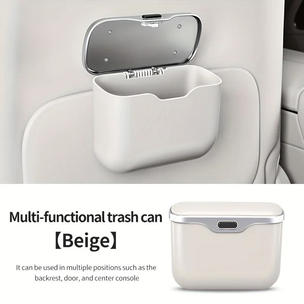 Multifunctional Car Trash Can With Lid Button 7