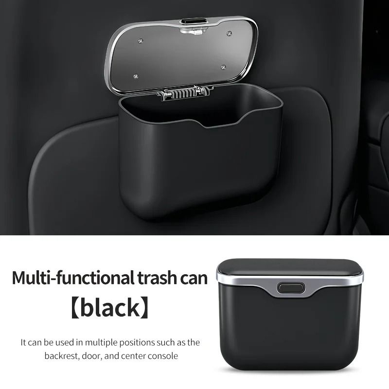 Multifunctional Car Trash Can With Lid Button 8