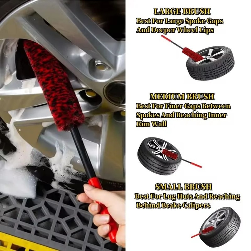 3Size Bendable Car Wheel Detailing Brushes 4