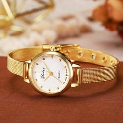 elegant mesh dot quartz watch for women