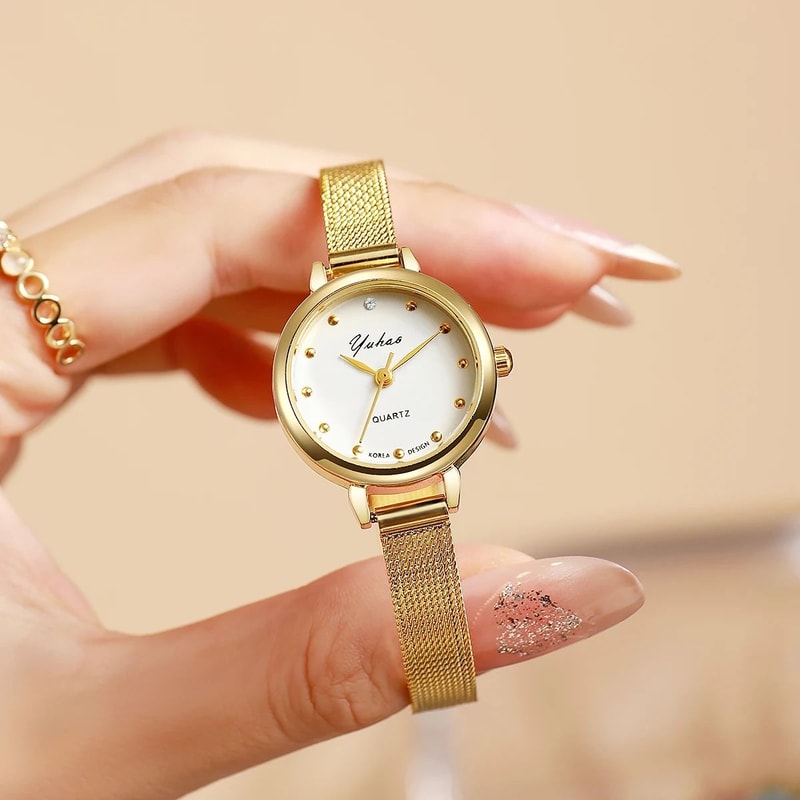 Elegant Mesh Dot Quartz Watch For Women 4