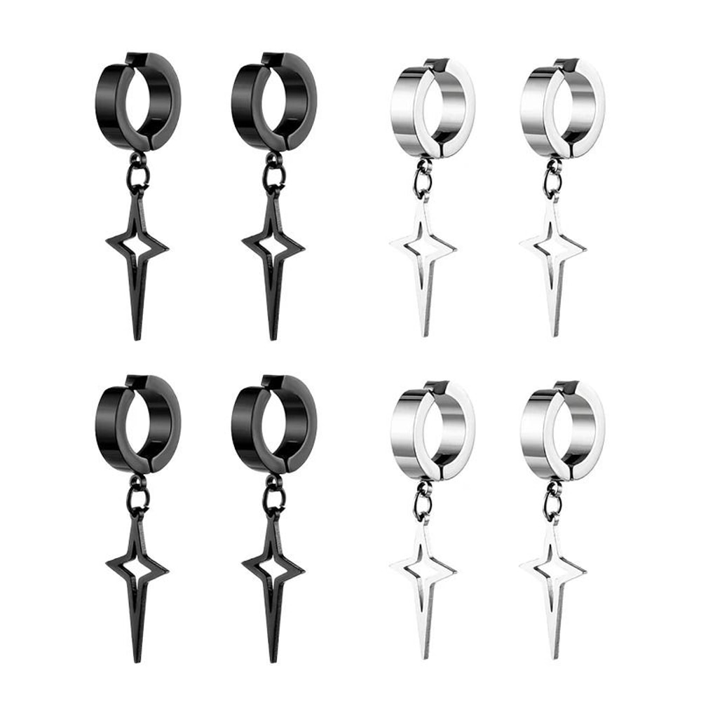Punk Star Pendant NonPiercing Hoop Earrings 4