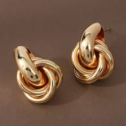 shiny plating knot hoop earrings