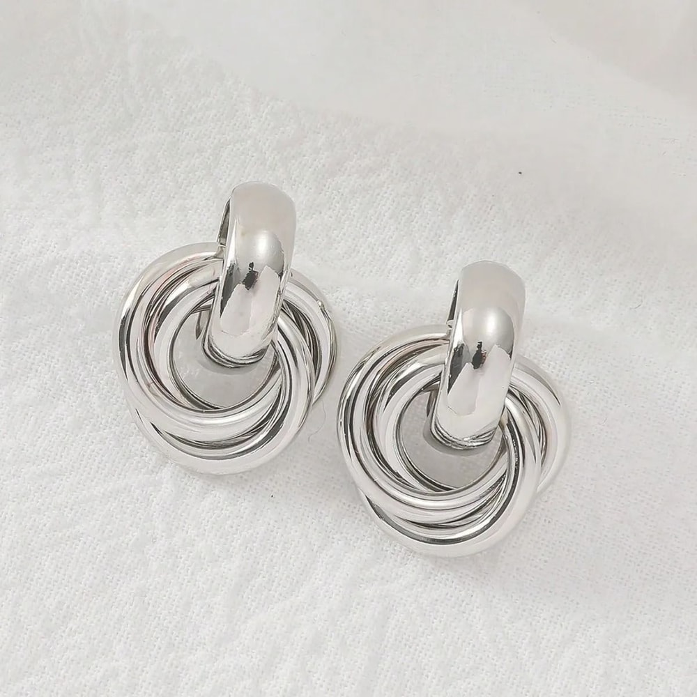 Shiny Plating Knot Hoop Earrings 7