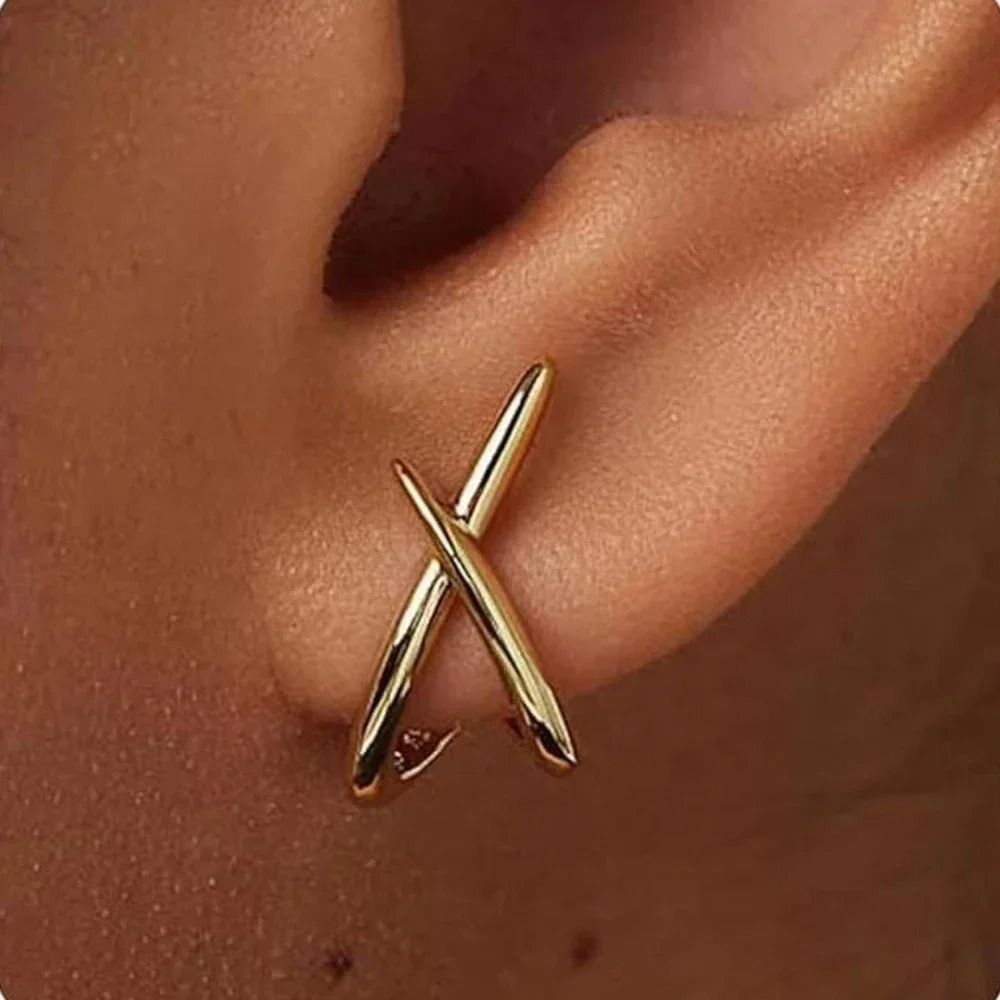 Trendy Gold Cross Stud Earrings 0