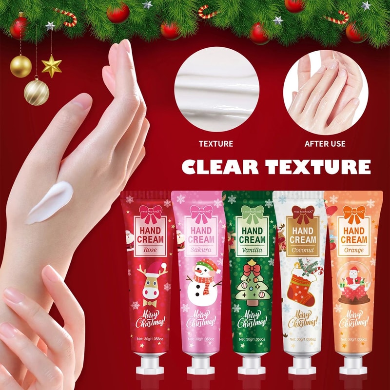Christmas Hand Cream Gift Set 5 Pack Moisturizing Travel Size 3