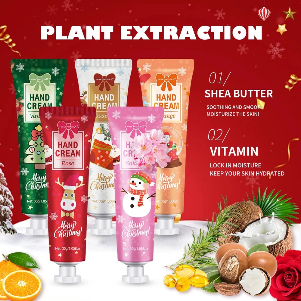 Christmas Hand Cream Gift Set 5 Pack Moisturizing Travel Size 4