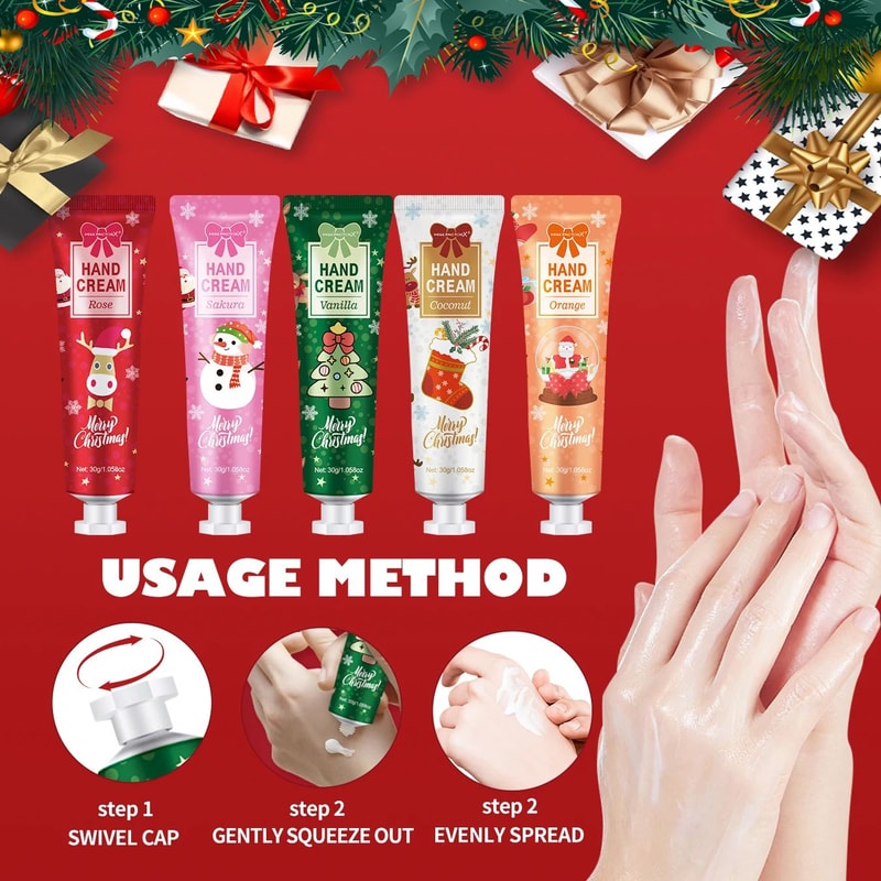 Christmas Hand Cream Gift Set 5 Pack Moisturizing Travel Size 5