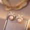 Sparkling Rhinestone Bow Pearl Stud Earrings 1
