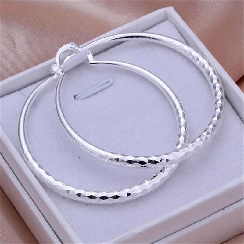 925 Sterling Silver 2 Inch Circle Hoop Earrings 0