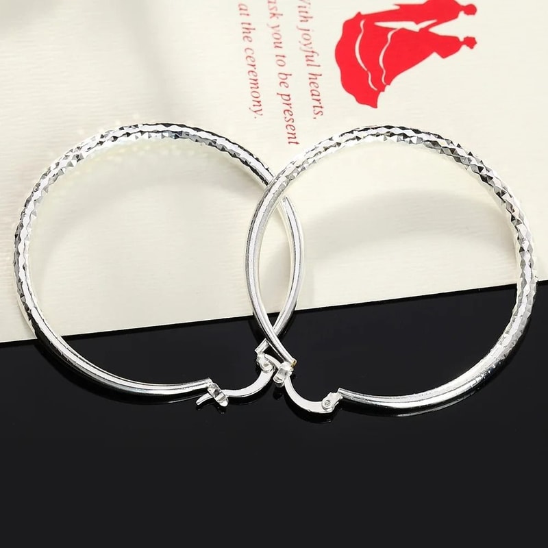 925 Sterling Silver 2 Inch Circle Hoop Earrings 1