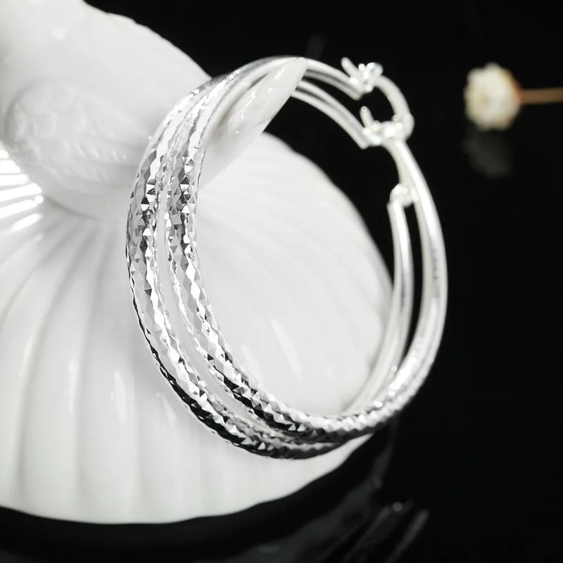 925 Sterling Silver 2 Inch Circle Hoop Earrings 2