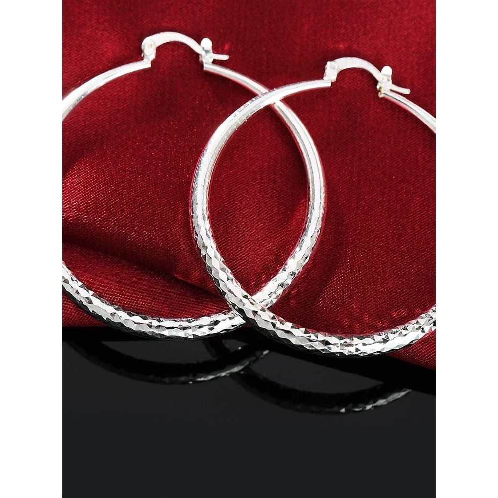 925 Sterling Silver 2 Inch Circle Hoop Earrings 3