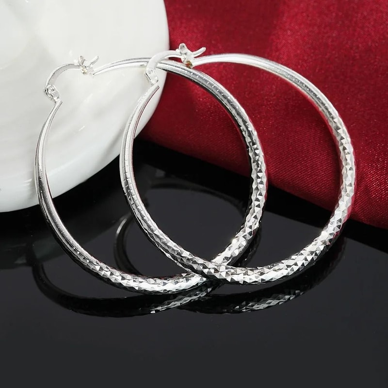 925 Sterling Silver 2 Inch Circle Hoop Earrings 4