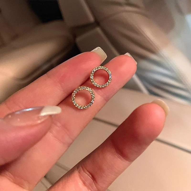 Simple Round Light Luxury Flashy Earrings 2