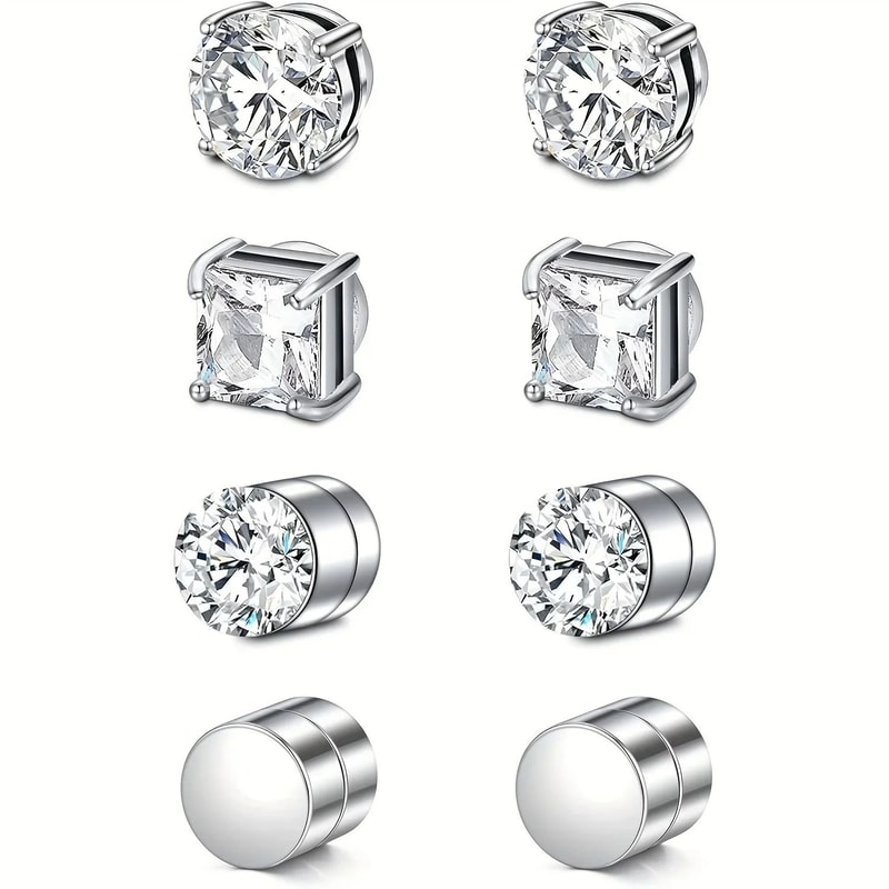 Crystal Strong Magnetic Ear Stud Set 0