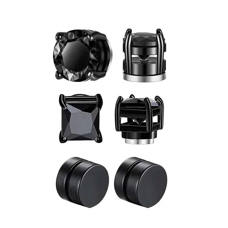 3Pair 6mm Crystal Magnetic NoPierce Stud Set 7