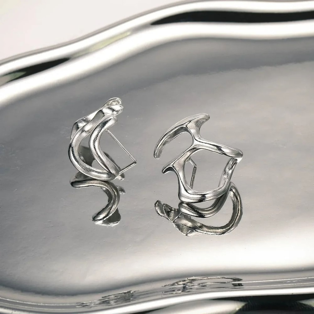 Punk Irregular Liquid Metal Ear Clips 2