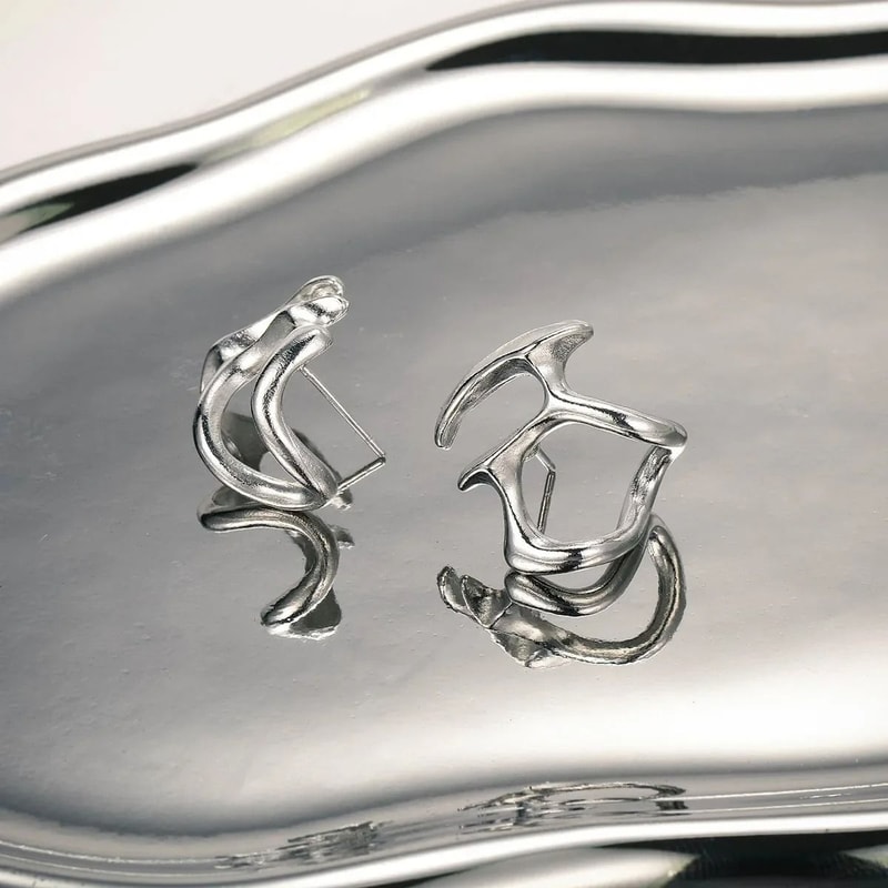 Punk Irregular Liquid Metal Ear Clips 2