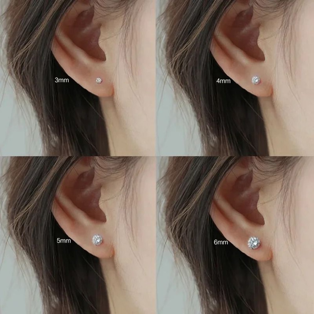 925 Sterling Silver Tiny Crystal Stud Earrings 4