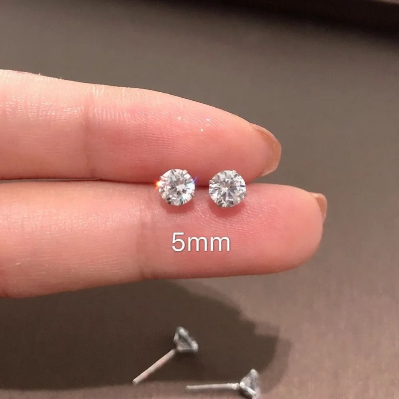 925 Sterling Silver Tiny Crystal Stud Earrings 8