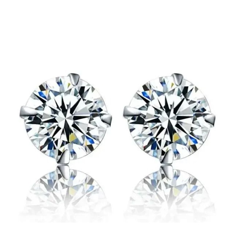 925 Sterling Silver Tiny Crystal Stud Earrings 12
