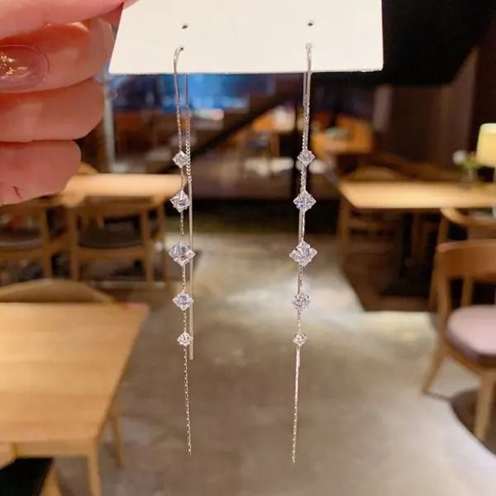 Exquisite Crystal Ear Line Hanging Earrings 12