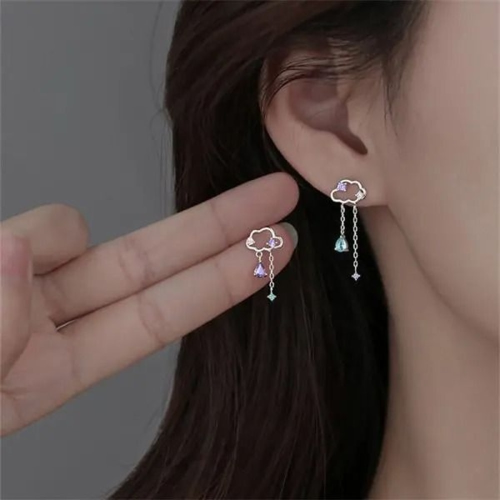 Exquisite Crystal Ear Line Hanging Earrings 18