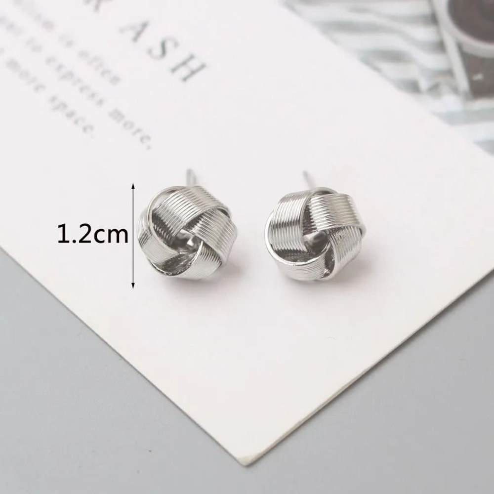Tiny Metal Twist Round Stud Earrings 9
