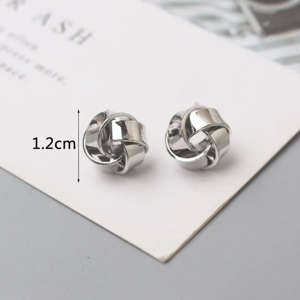 Tiny Metal Twist Round Stud Earrings 11