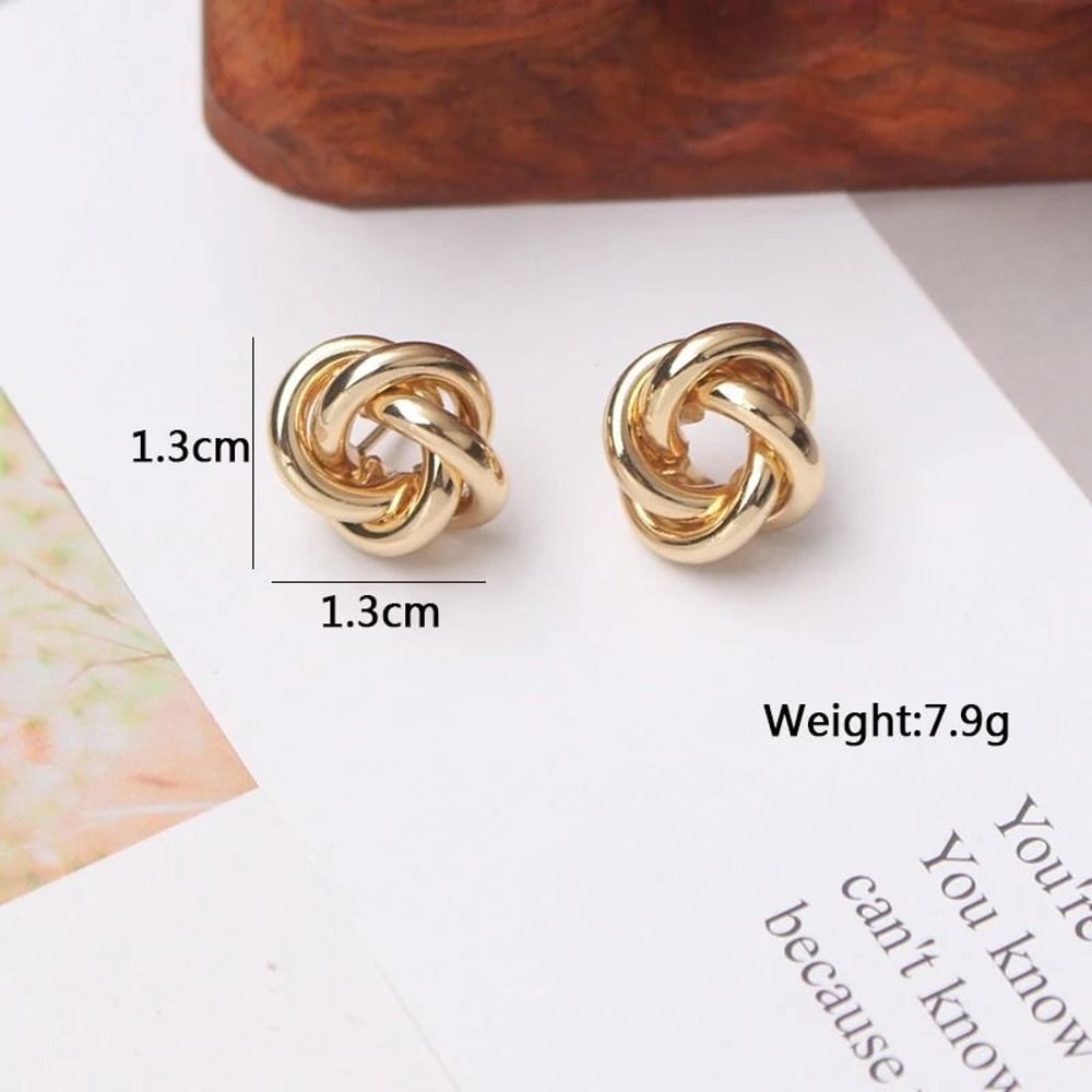 Tiny Metal Twist Round Stud Earrings 2