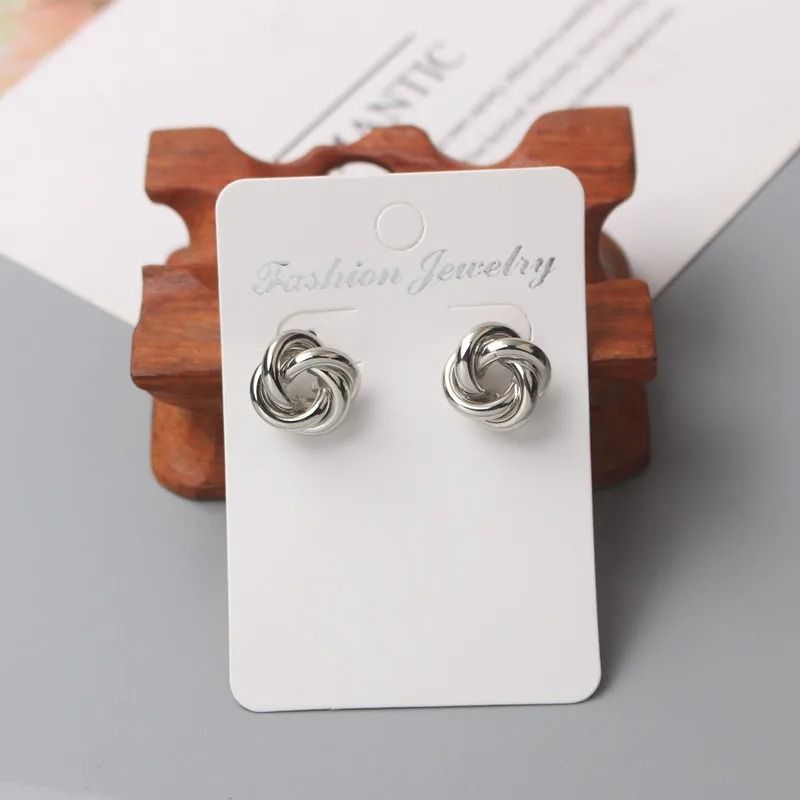 Tiny Metal Twist Round Stud Earrings 4