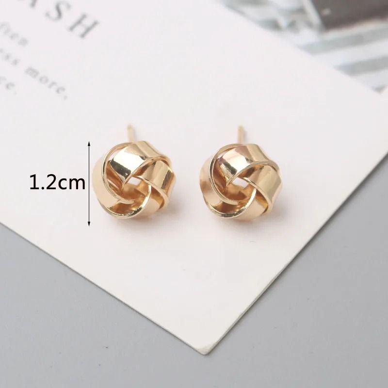 Tiny Metal Twist Round Stud Earrings 6