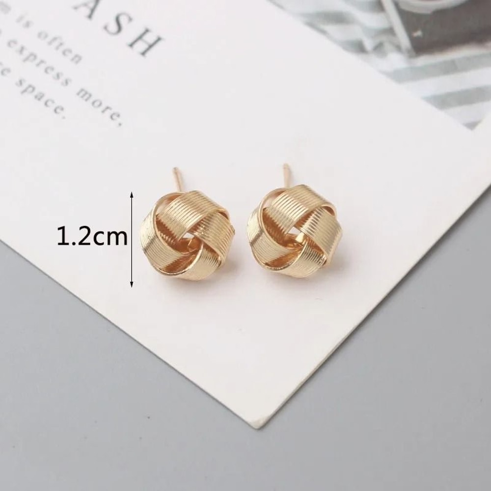 Tiny Metal Twist Round Stud Earrings 7
