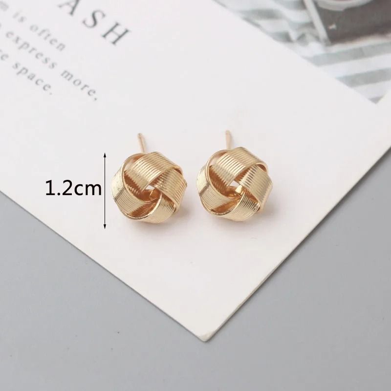 Tiny Metal Twist Round Stud Earrings 7